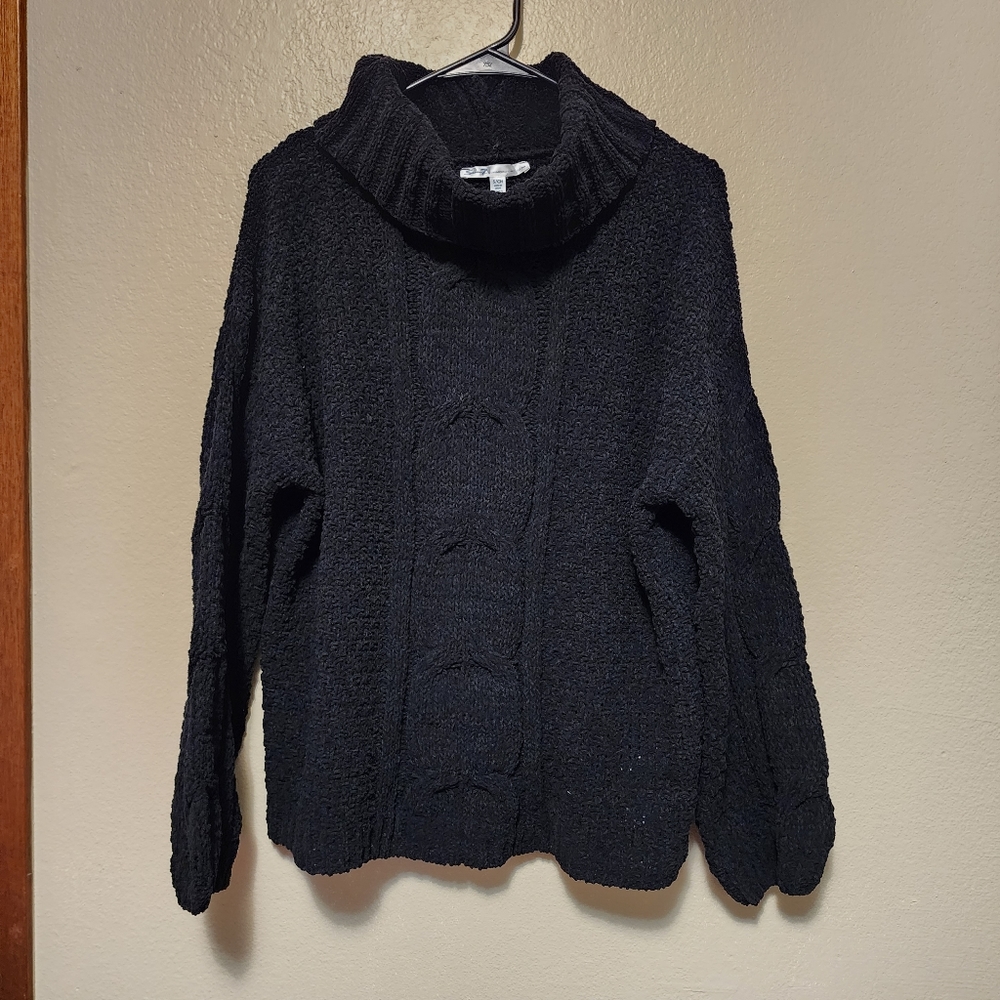 Seven7 Black Chenille Cowl Neck Sweater - Picture 6 of 14